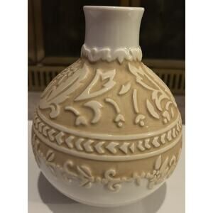 Lenox Burnished Amber Chubby Vase Embossed Floral Bud Vase NIB